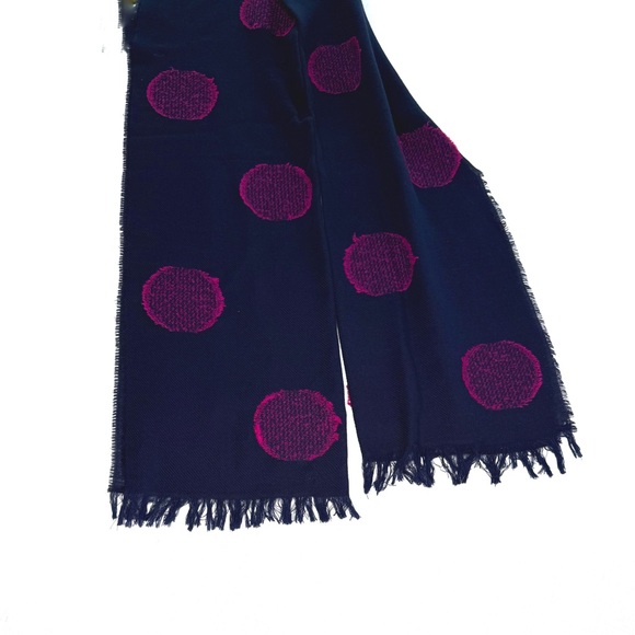 Talbots Polka Dot Scarf Navy & Fushia Pink Polka Dot Scarf - Picture 4 of 5